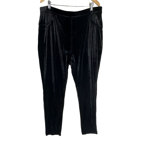 NWT Calvin Klein Womens Velvet Velour Pull On Modern Legging Black Plus Size 2X - Picture 1 of 9